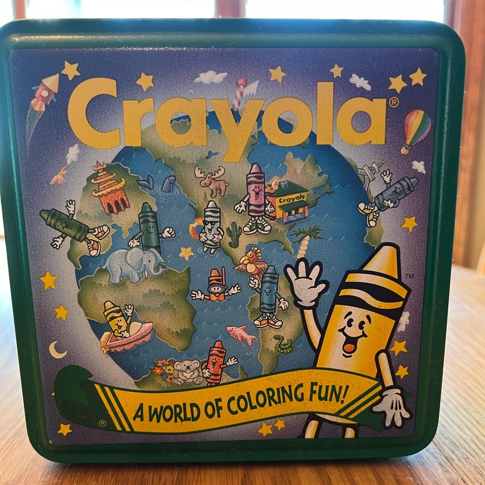 Vintage 1990s Crayola "A World of Coloring Fun!" Tin